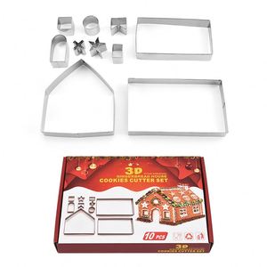Ensemble de découpoirs à biscuits de Noël personnalisés en acier inoxydable, moules métalliques 3D pour pâtisserie, maison en pain d'épices - Product Image 3