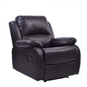 Modern Faux Leather <b>Recliner</b> <b>Chair</b> One Seat Manual Button Operation Cushion Back Padded Arms Metal Frame Contemporary Design - Product Image 4