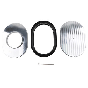 Auso-Racing 12 Inch Oval Aluminum Air Filter <b>Polished</b> <b>Black</b> For Chevrolet Hot Rods - Product Image 4