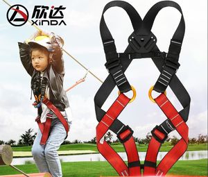 XINDA子供用ロッククライミングハーネス、半身用安全ハーネス、調整可能、赤と黒、高強度個人用保護具、ケイビング用 - Product Image 1