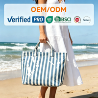 Sac fourre-tout grande capacité avec fermeture éclair, imperméable, broderie lettres, chaînes, rayures, pour la plage, les voyages et le shopping