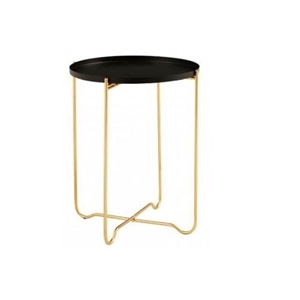 Table basse ronde en métal avec plateau noir, style contemporain, pour hall d'hôtel - Product Image 4