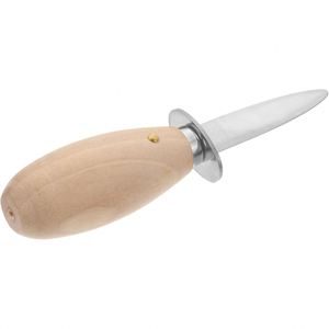 Ouvre-huîtres personnalisé avec logo, écologique, pour gaucher, manche en bois, acier inoxydable finition satinée, lame de 3,9 pouces, couteau à fruits de mer - Product Image 1
