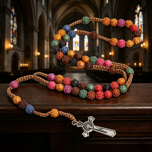 Chapelet catholique en résine de haute qualité, rond, avec perles d'Assise, motif croix, 20 chevaliers templiers, vente en gros, en vrac, pour la vente en gros de articles religieux. - Product Image 6