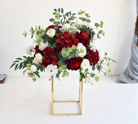 Centre de table de mariage en soie artificielle de haute qualité, design luxueux blanc, vert et bordeaux, décoration florale pour événements