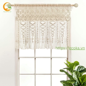 Cortinas de puerta tejidas a mano, tapicería de estilo bohemio, tapicería de algodón hecha a mano para el hogar, de Vietnam. - Product Image 2
