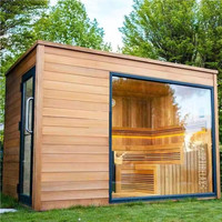 Kaca Sauna panorama mewah Modern 4 orang desain ramping Cedar & Audio Bluetooth harga murah