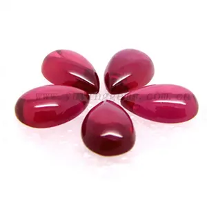 Pear Cut Gemstone Cabochon Corundum Flat Back Polished Ruby Drop Cabochon Stones