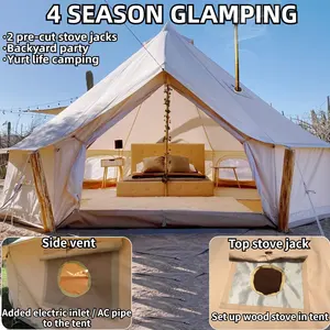 Tenda Glamping impermeabile turistica all'aperto di 4 stagioni di lusso 3M 4M 5M 6M tenda Oxford in cotone tela tenda da campeggio con campana di yurta mongola