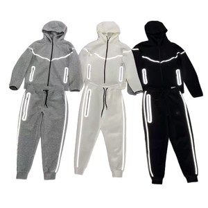 Ensemble <span class=keywords><strong>veste</strong></span> zippée à capuche et pantalon de survêtement tricoté réfléchissant, avec logo personnalisé, uni, pour le printemps, style <span class=keywords><strong>sport</strong></span> décontracté, 25 ans d'expérience transfrontalière - Product Image 1