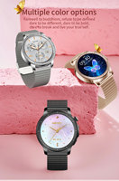 Nouvelle montre connectée élégante pour femmes avec écran AMOLED de 1,32 pouces, prévisions météo, alarme intelligente, rappel SMS, suivi de la santé, boussole, Wearfit Pro
