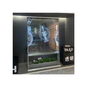 ショッピングモール用55インチ透明スクリーンディスプレイOLEDタッチスクリーンキオスクフロアスタンディング垂直TVタッチスクリーンキオスク