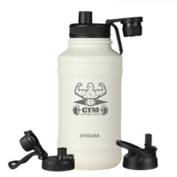 Bouteille d'eau de sport en acier inoxydable à paroi unique de 2,2 L Bouteille d'eau de gymnastique brevetée d'un demi-gallon avec logo personnalisé pour la rentrée des classes