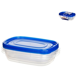 Contenitori da Asporto 0,95 L, Confezione da 3, in Plastica Rettangolare con Coperchio per Conservazione Alimenti - Product Image 1