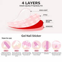 Fengshangmei – Stock disponible, vente en gros, autocollants pour ongles couleur unie brillante, application facile, kit d'autocollants semi-durcis en gel UV pour nail art
