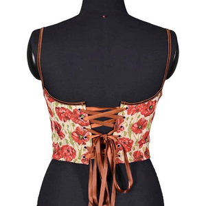 Overbust Corset Lace-up Crop Top <b>Vintage</b> <b>French</b> Style Overbust Corset Women's Floral Lace up Bustier Crop - Product Image 5