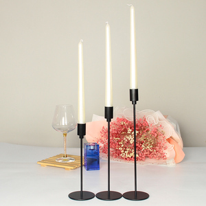 Chandelier haut en métal noir 3 pièces, bougeoir pour décoration de table de mariage - Product Image 4