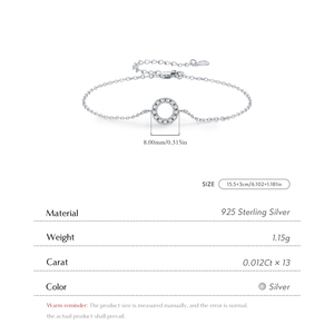 Pulsera de Cadena con Eslabones Redondos Calados de Plata de Ley 925 con Moissanita de Color D para Mujer, Joyería Fina - Product Image 4