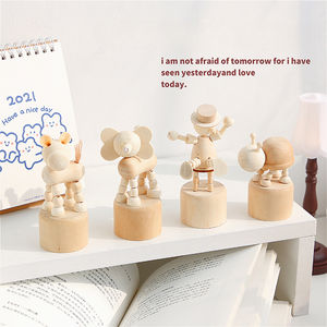 Marionnette en bois créative mignonne artisanale Mini décoration de bureau drôle dansant à bascule étudiant Puzzle pour enfants jouets cadeaux - Product Image 1