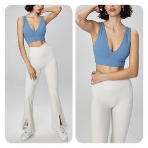 OEM personalizado suave transpirable Fitness Yoga desgaste entrenamiento gimnasio en forma de <span class=keywords><strong>V</strong></span> <span class=keywords><strong>escote</strong></span> tiras entrecruzado espalda <span class=keywords><strong>Push</strong></span> <span class=keywords><strong>up</strong></span> <span class=keywords><strong>Sujetador</strong></span> deportivo para mujeres - Product Image 5