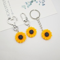 Porte-clés Tournesol en Alliage de Zinc, Forme Cœur, avec Fermoir Mousqueton, Breloque de Sac, Petit Cadeau - Source Directe - Meilleure Vente