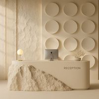 Comptoir de bureau sur mesure en pierre naturelle à motifs, en matériau FRP, pour hôtel, restaurant, salle d'exposition