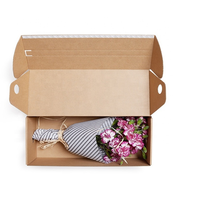 Boîte en carton ondulé brun kraft naturel pour la livraison de fleurs, emballage cadeau, boîte d'expédition avec bande détachable