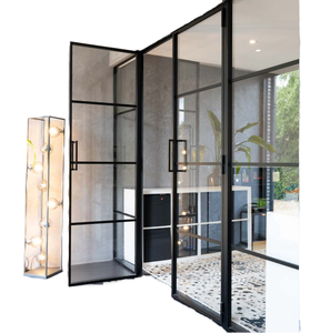 High Quality Modern Steel Door Crittal Style Solid Exterior Chinese Design Side Opening Tempered Glass - Product Image 1