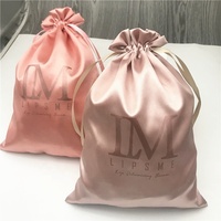 Sac d'emballage à cordon en satin de luxe pour extensions de cheveux naturels, pochette anti-poussière en satin de soie pour perruques, sac de rangement pour chapeaux et casquettes