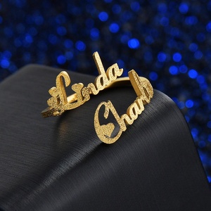 Gold Plated Personalized Name <b>Rings</b> With Daisy Butterfly Heart And <b>Crown</b> Design For Women's Daily Wear Gift - Product Image 4