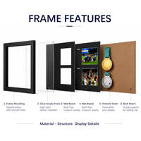 Boîte à ombre en MDF pour certificats, cadre noir personnalisé pour médailles, cadre photo moderne à suspendre, vente en gros, décoration intérieure