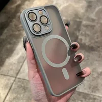 Coque de téléphone magnétique mate pour iPhone 17 16 13 15 11 Pro Max 12 14 Plus, compatible charge sans fil, protection caméra, pare-chocs
