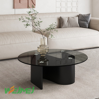 Table basse rectangulaire moderne de style nordique avec plateau en pierre frittée, hauteur réglable, plateau en verre trempé + base en métal, pieds personnalisables