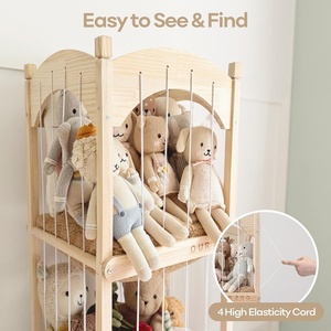 Organizzatore Moderno in Legno per Peluche con Ruote a 360° per Grandi Orsacchiotti e Peluche - Gabbia Zoo per Cameretta Bambini - Product Image 5