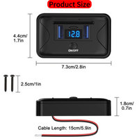 Prise murale USB 12V 72W PD et panneau de chargeur double USB 3 ports avec voltmètre et interrupteur marche/arrêt pour voiture, bus, camping-car, camion