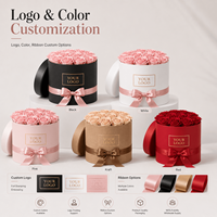 Lot de 3 boîtes cylindriques haut de gamme personnalisées avec logo estampé à chaud, en carton rigide, pour bouquets de roses éternelles – Vente en gros
