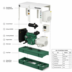 Groupe électrogène diesel Weichai Cummins 22kW 40kW 100kW 120kW, refroidissement par eau, triphasé 50Hz/60Hz, générateur de secours multi-puissance - Product Image 5