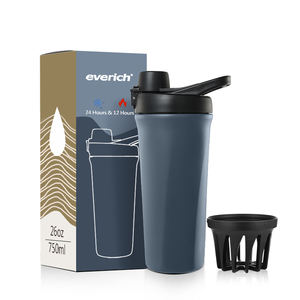 Botella Mezcladora de Acero Inoxidable de Gran Capacidad con Doble Pared, Tapa de Apertura con un Botón y Diseño de Boca Ancha - Product Image 4