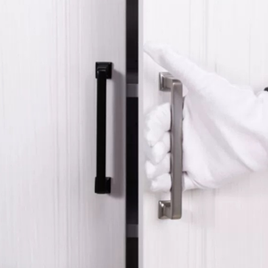 Tiradores de puerta de armario modernos de 128 mm en negro mate Zamak, estilo puente, para muebles, armarios de cocina y cajones. - Product Image 1