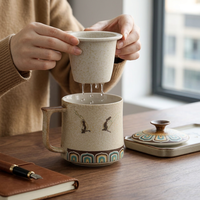 Tasse en céramique créative Dunhuang avec couvercle et filtre, tasse à thé de bureau haut de gamme, tasse à séparation thé et eau