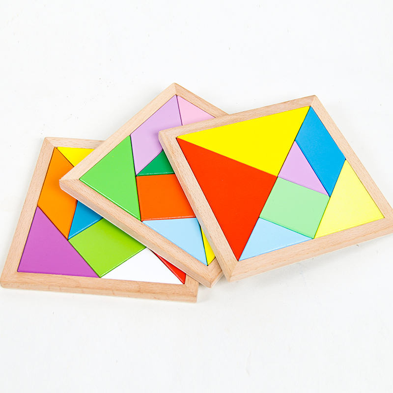 Wooden Tangram Jigsaw Puzzle – 7 Colorful Pieces for Educational Play ...