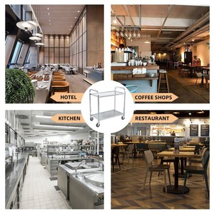 0.8MM 2 Tiers Square Tube Fruit Food Kitchen Stainless Steel <strong>Service</strong> Trolley Kitchen Restaurant Food <strong>Service</strong> <strong>Cart</strong> - Product Image 6