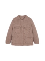 Cardigan en tricot torsadé à col pour enfants, veste unisexe à boutons et multi-poches, manteau épais en tricot pour garçons et filles