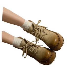 Bottes à lacets croisés en PU à bout rond pour femmes, vente en gros, best-seller, semelle épaisse, rehaussantes, imperméables - Product Image 5