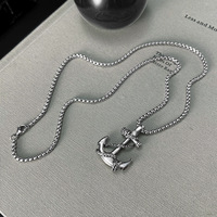 Nuevo Collar con Colgante de Ancla Dorada, Cadena de Acero Inoxidable Chapada en Oro, Joyería Punk Minimalista con Ancla para Hombre y Mujer