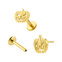 Labret sans filetage en titane G23 personnalisé Superstar, design citrouille, expression grimace, piercing pour la lèvre avant, tendance mariage, piercing corporel