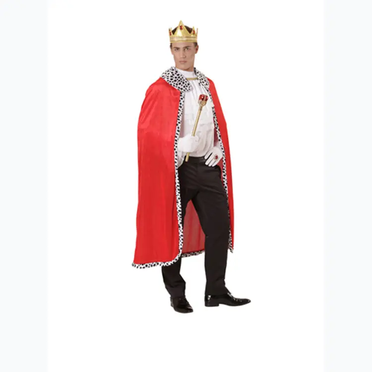 Yetişkin çocuklar kral kostüm kırmızı kadife pelerin pelerin taç truncheon kıyafet seti çocuklar için cadılar bayramı prens Cosplay parti kıyafet