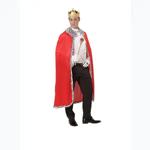 Yetişkin çocuklar kral kostüm kırmızı kadife pelerin pelerin taç truncheon kıyafet seti çocuklar için cadılar bayramı prens Cosplay parti kıyafet