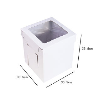Extra Height Corrugated <b>Cake</b> <b>Box</b> Folders with Window Matt Lamination White Disposable Food Grade Bakery Packaging - Product Image 1