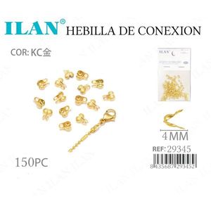 Connettore Ilan per catena a sfere da 4 mm, 150 pezzi, componenti per gioielli placcati in oro - Product Image 3